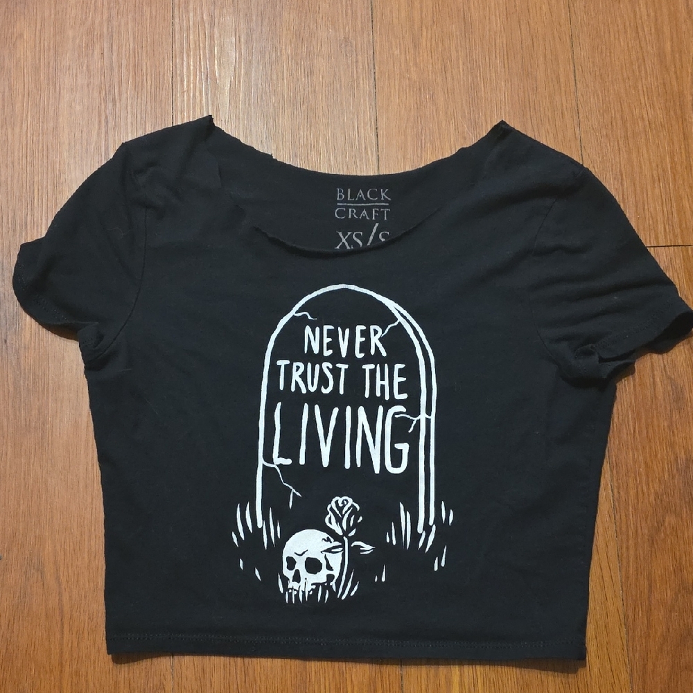 Black Craft Graphic Crop Top